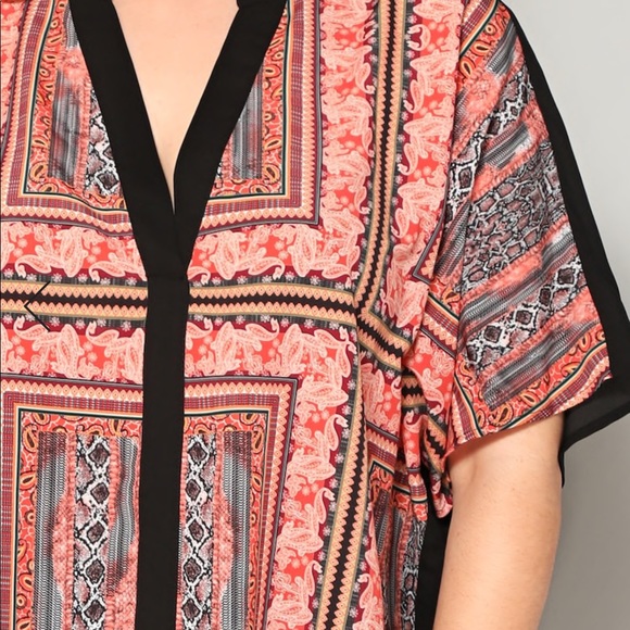 LAST ONE Plus size boho scarf print top - Picture 4 of 5